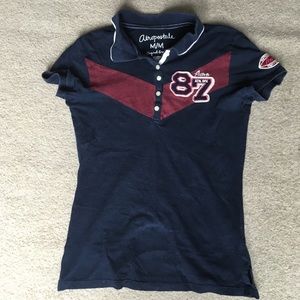 Aeropostale Blue and Red Polo Shirt